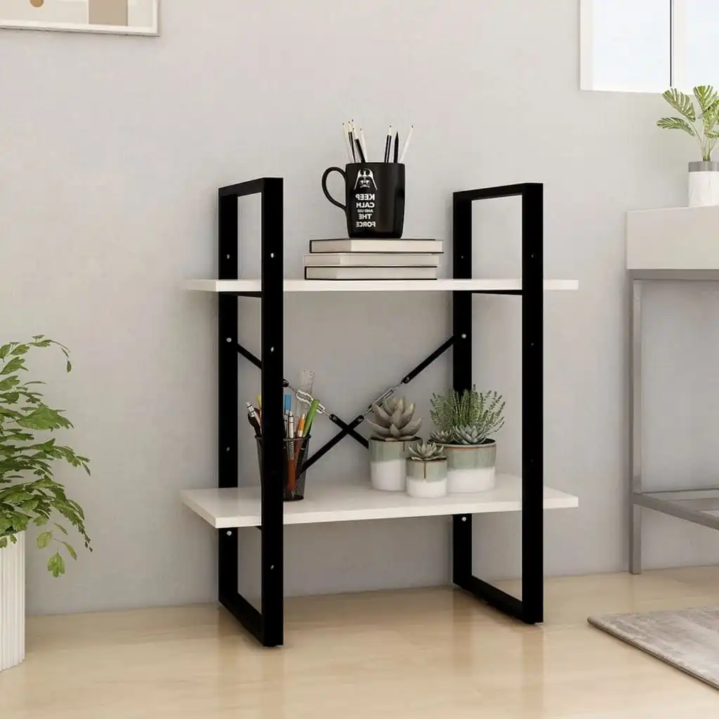 NNEVL 2-Tier Book Cabinet White 60x30x70 cm Solid Pine Wood