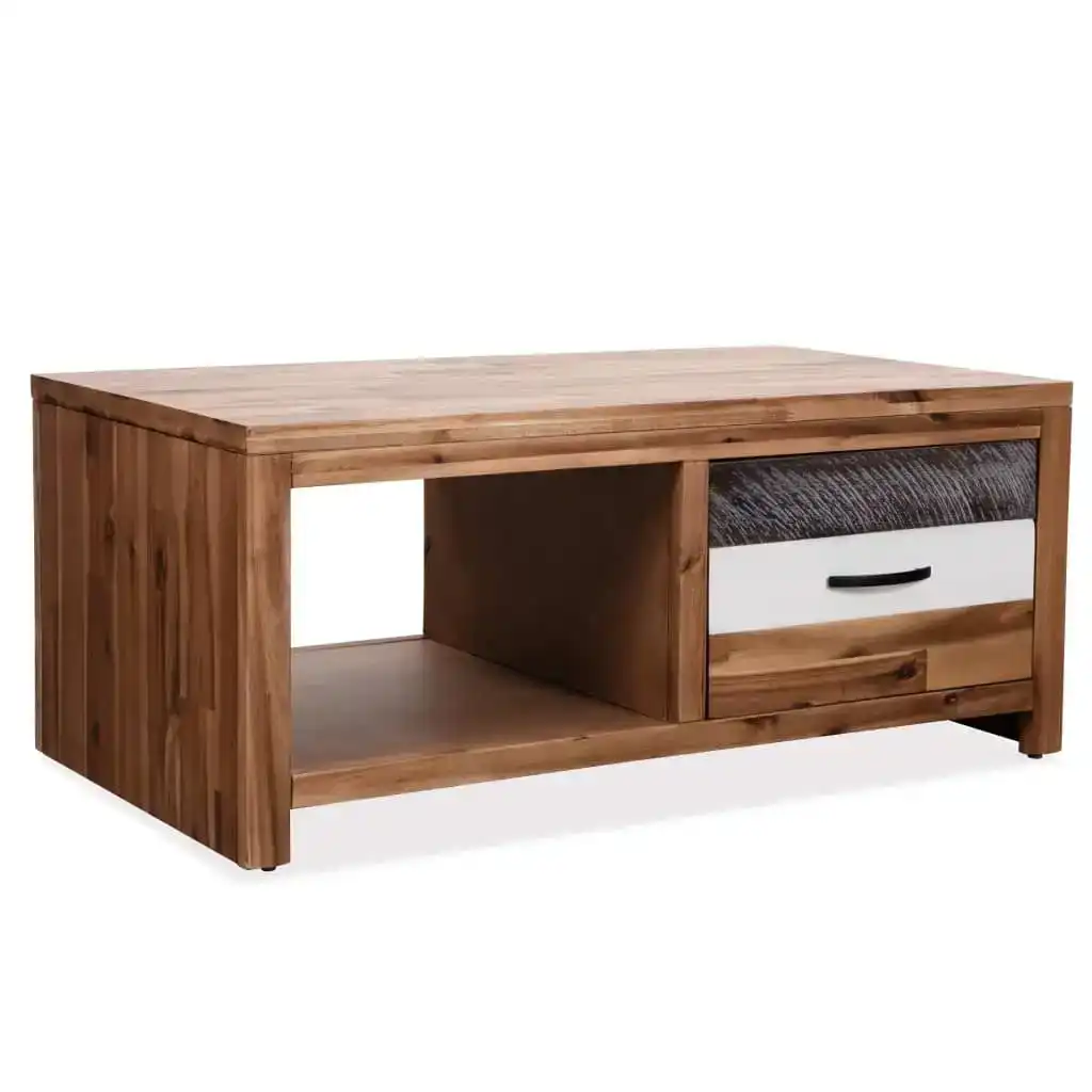 NNEVL Coffee Table Solid Acacia Wood 90x50x37.5 cm