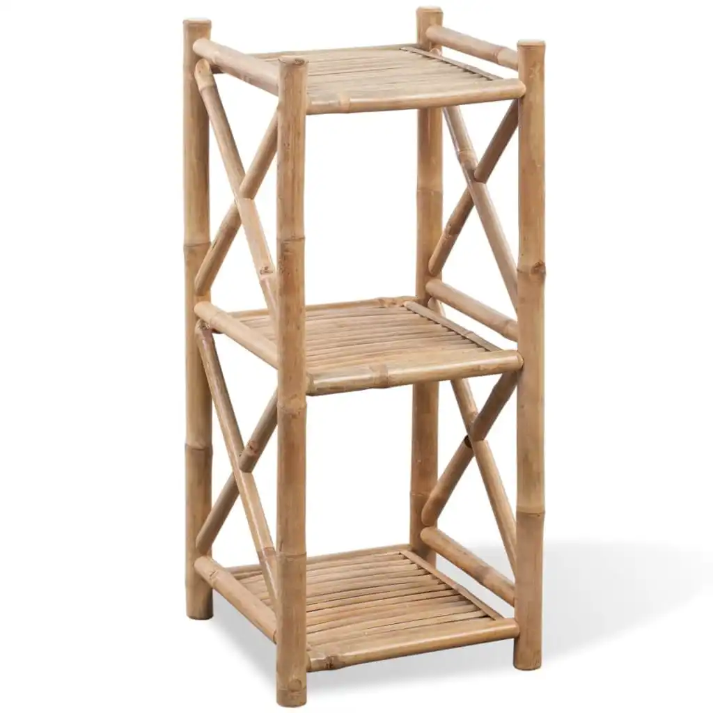 NNEVL 3-Tier Square Bamboo Shelf