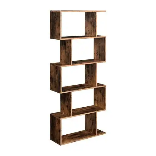 NNEWDS 5Tier Bookshelf Display Shelf and Room Divider Rustic Brown