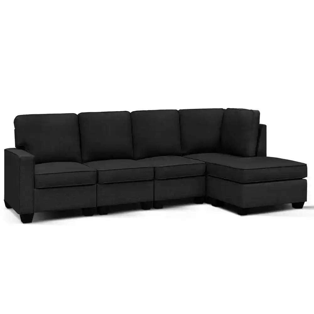 NNEDSZ Sofa Lounge Set 5 Seater Modular Chaise Chair Suite Couch Dark Grey
