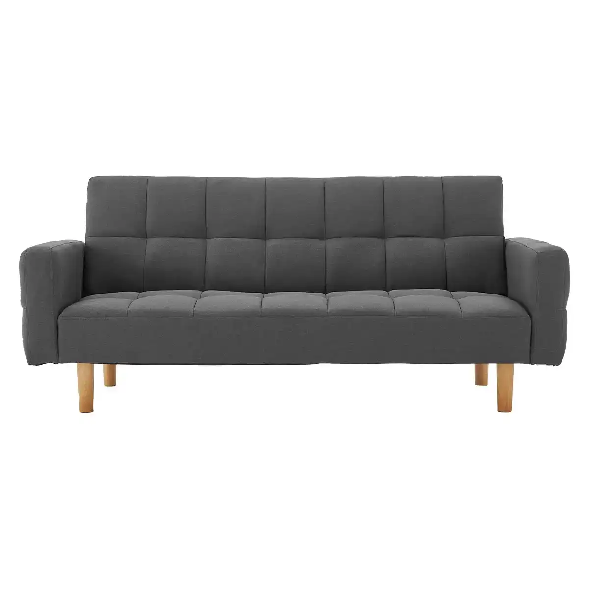 NNEDPE Sarantino 3-Seater Fabric Sofa Bed Futon - Dark Grey