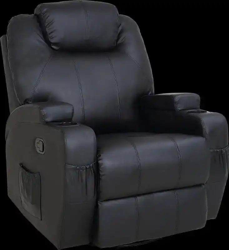 NNEDSZ Sofa Chair Recliner 360 Degree Swivel PU Leather Lounge 8 Point Heated