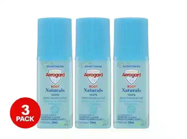 3 Pack Aerogard Body Naturals Incect Repellent Roll On 50ml