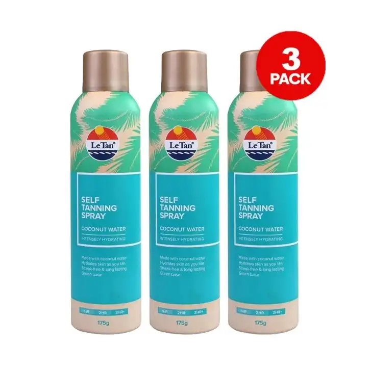 3 Pack Le Tan Self Tanning Spray coconut water 175g