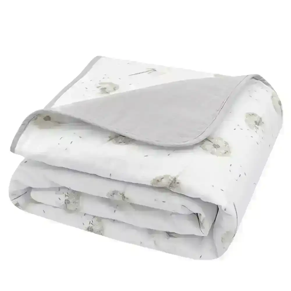 Living Textiles Organic Muslin Cot Blanket - Dandelion Grey