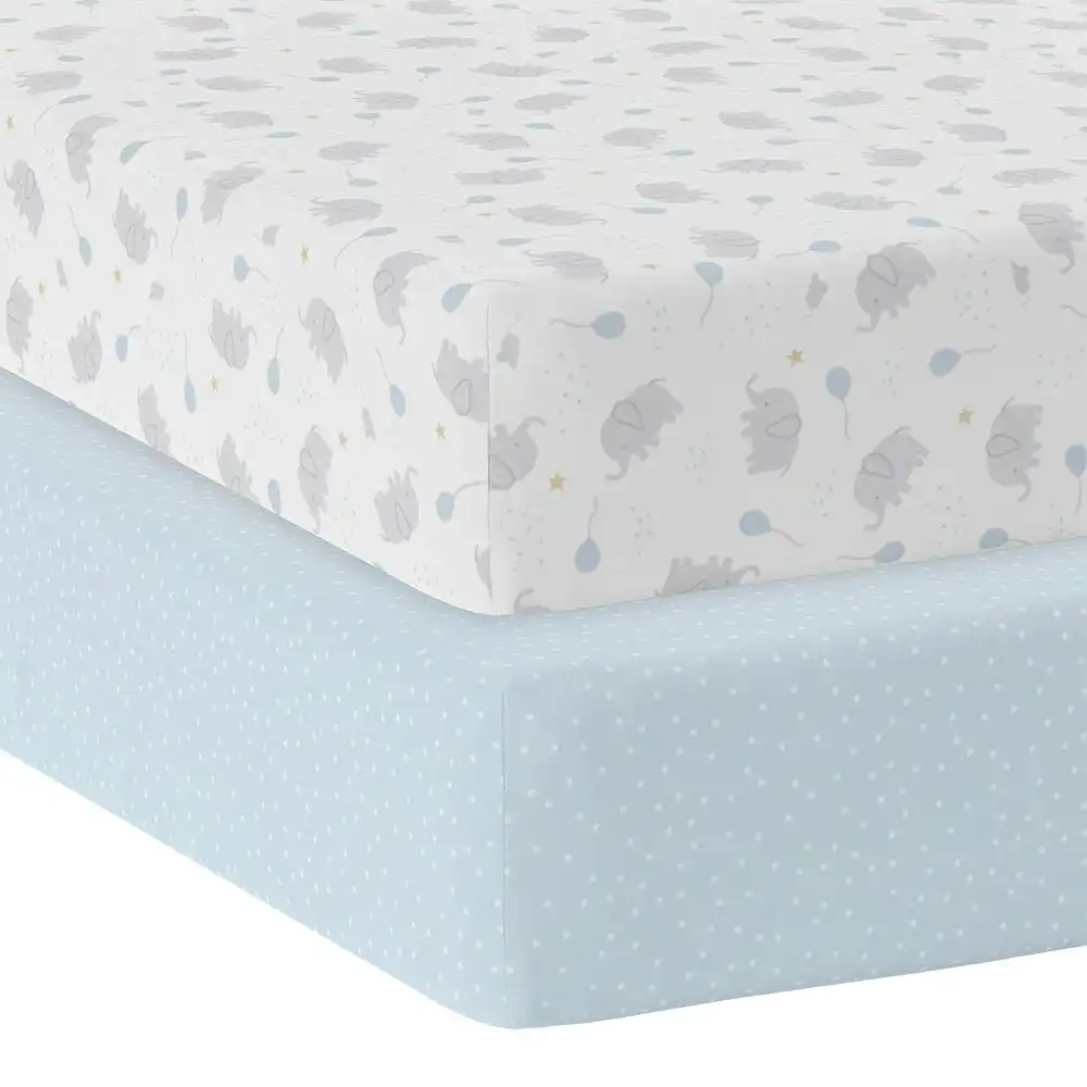 Living Textiles | Jersey Cot Fitted Sheet 2 Pack - Mason/Confetti