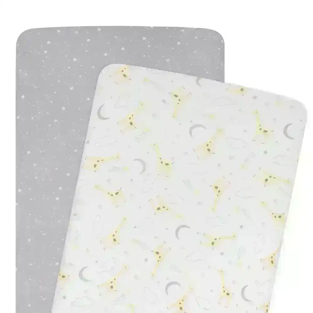 Living Textiles | Jersey Co-Sleeper/Cradle Fitted Sheets 2 Pack -  Noah/Stars