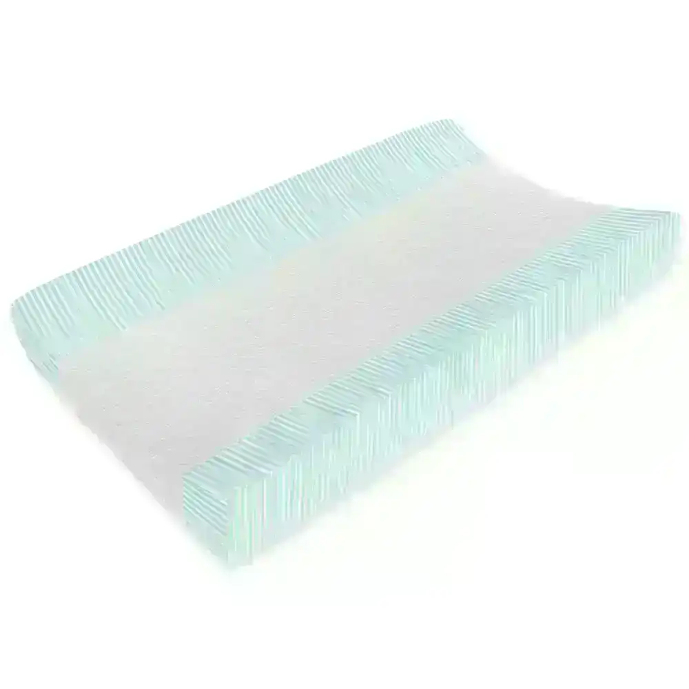 Living Textiles | Jersey Change Pad Cover - Aqua Strip/Towelling