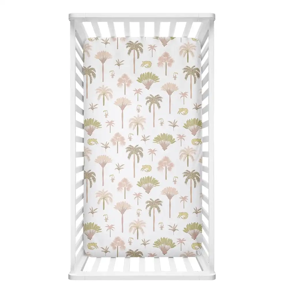 Living Textiles | 100% Cotton Cot Fitted Sheet - Tropical Mia