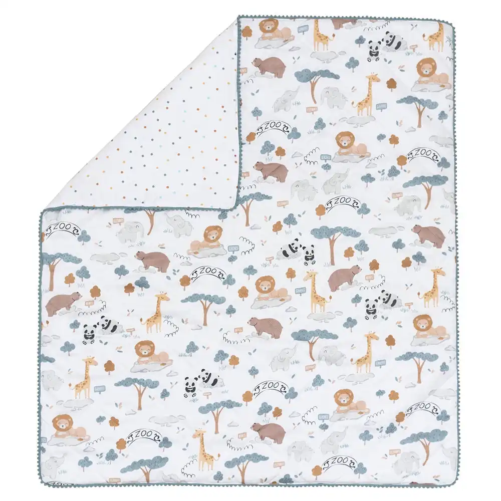Living Textiles | Quilted Reversible Cot Comforter - Day at the Zoo
