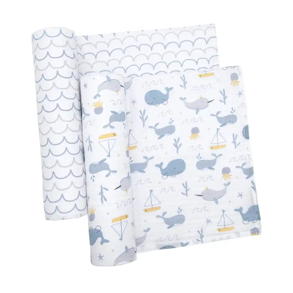 Living Textiles | 2-Pack Muslin Wraps - Whale of a TIme