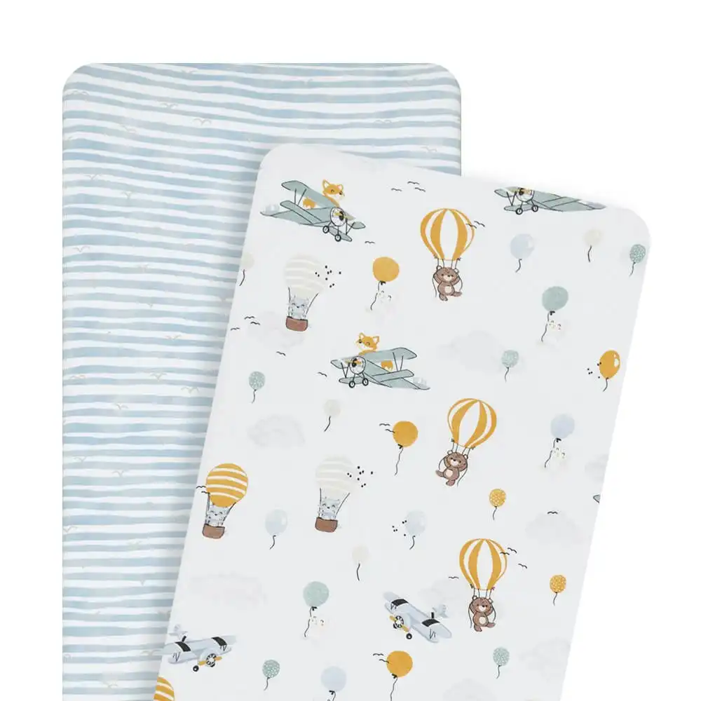 Living Textiles | 2pk Bassinet Fitted Sheets - Up Up & Away