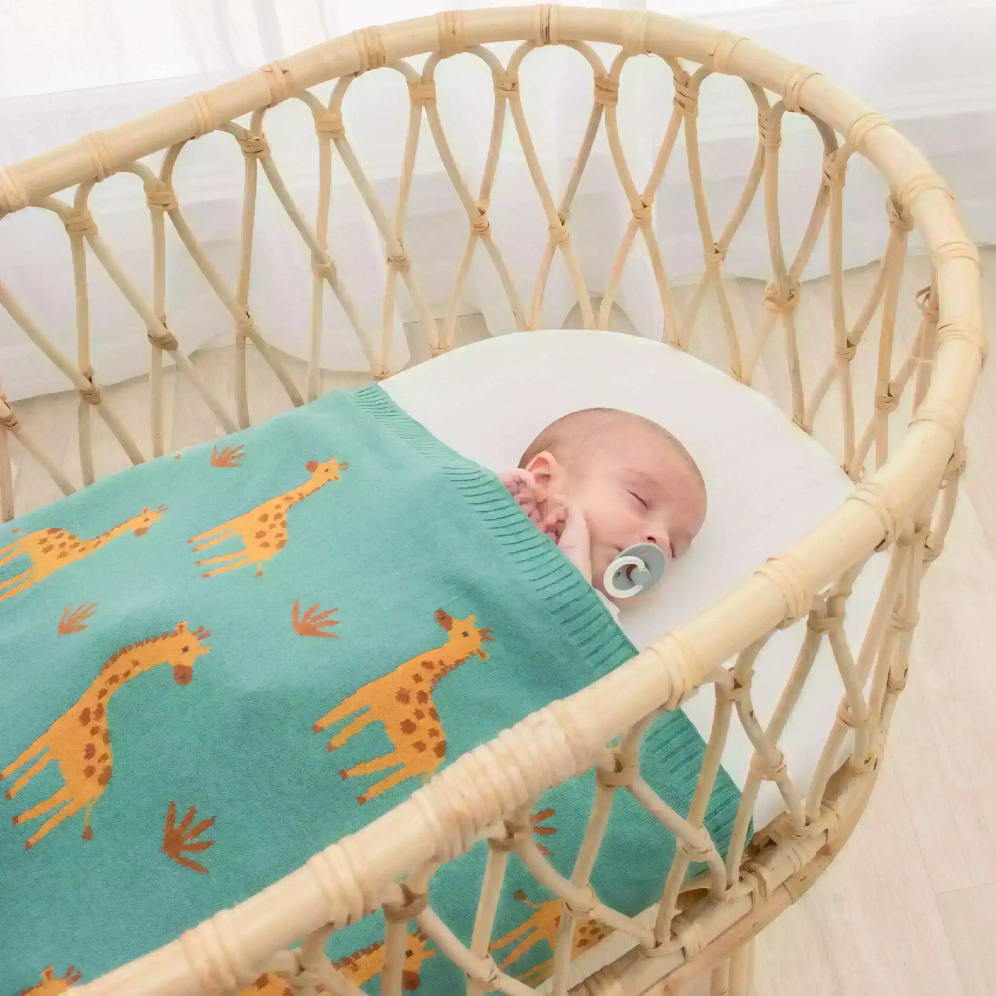 Living Textiles | 100% Cotton Whimsical Giraffe Baby Blanket