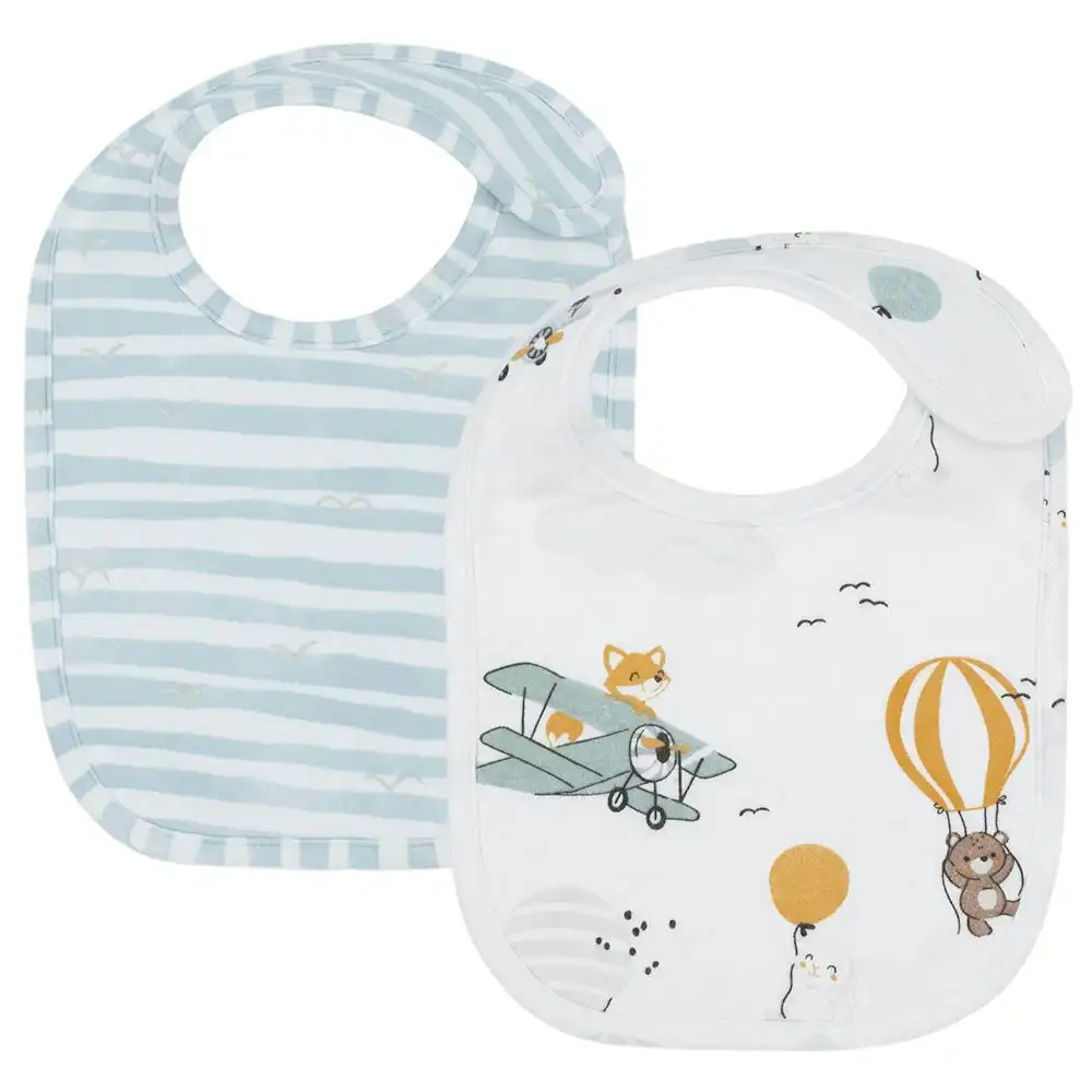 Living Textiles | Baby Bibs - 2 Pack - Up Up & Away