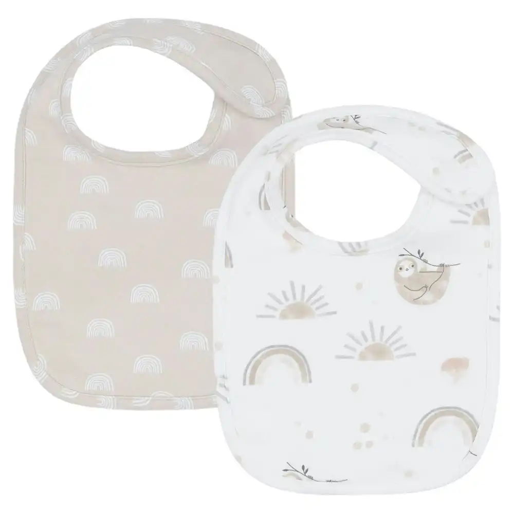 Living Textiles | Baby Bibs - 2 Pack - Happy Sloth