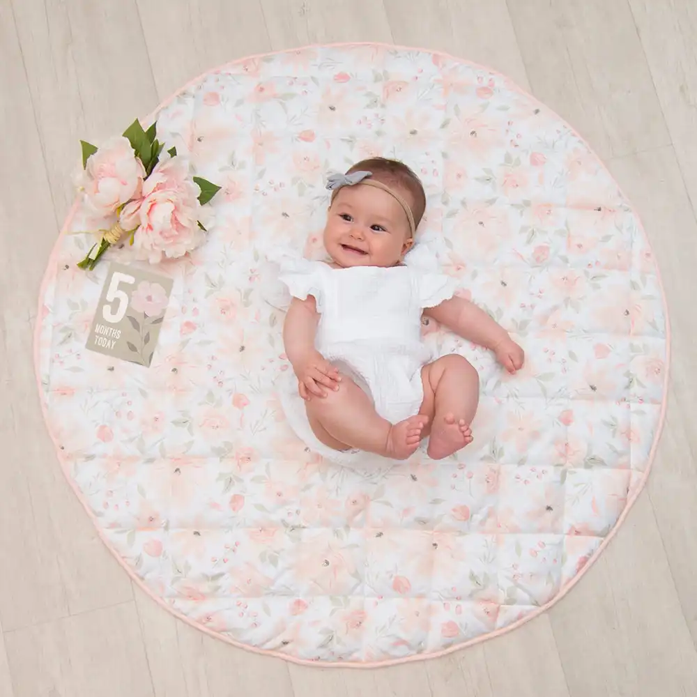 Living Textiles | Round Play Mat with Milestone Cards - Meadow