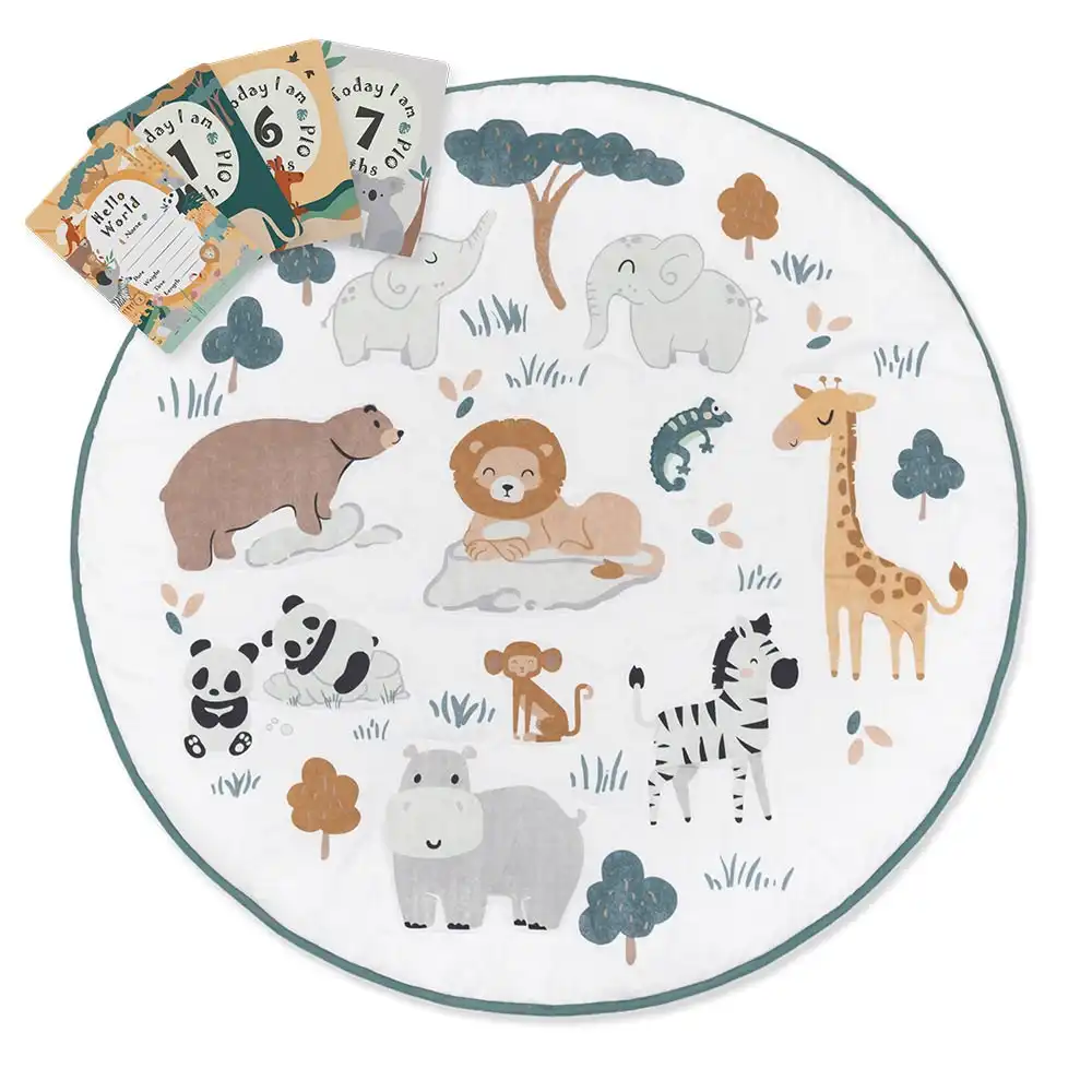 Living Textiles | Playmat with Milestone Cards - Day at the Zoo