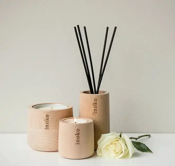 Inoko | Candle TImber Vessel + 2 Candle( Small 155g )- Gift Set