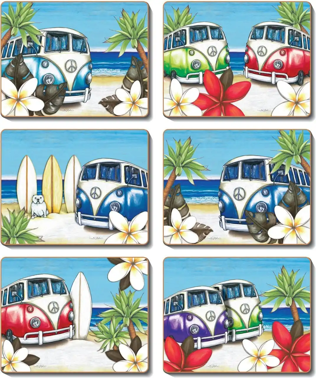 Cinnamon | Beach Kombi Coasters Set of 6