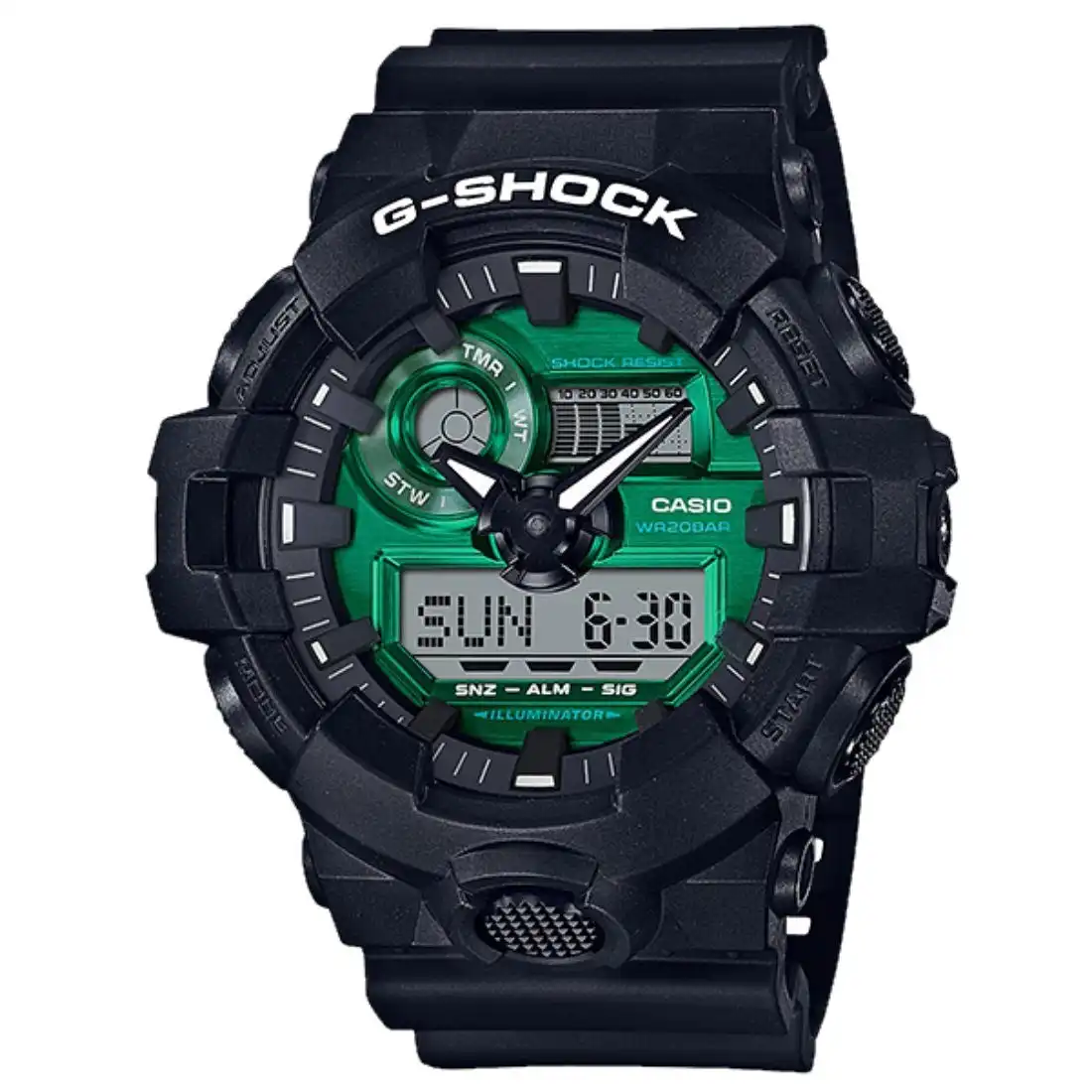 Casio G Shock Black and Green Men's Watch GA-700MG-1ADR