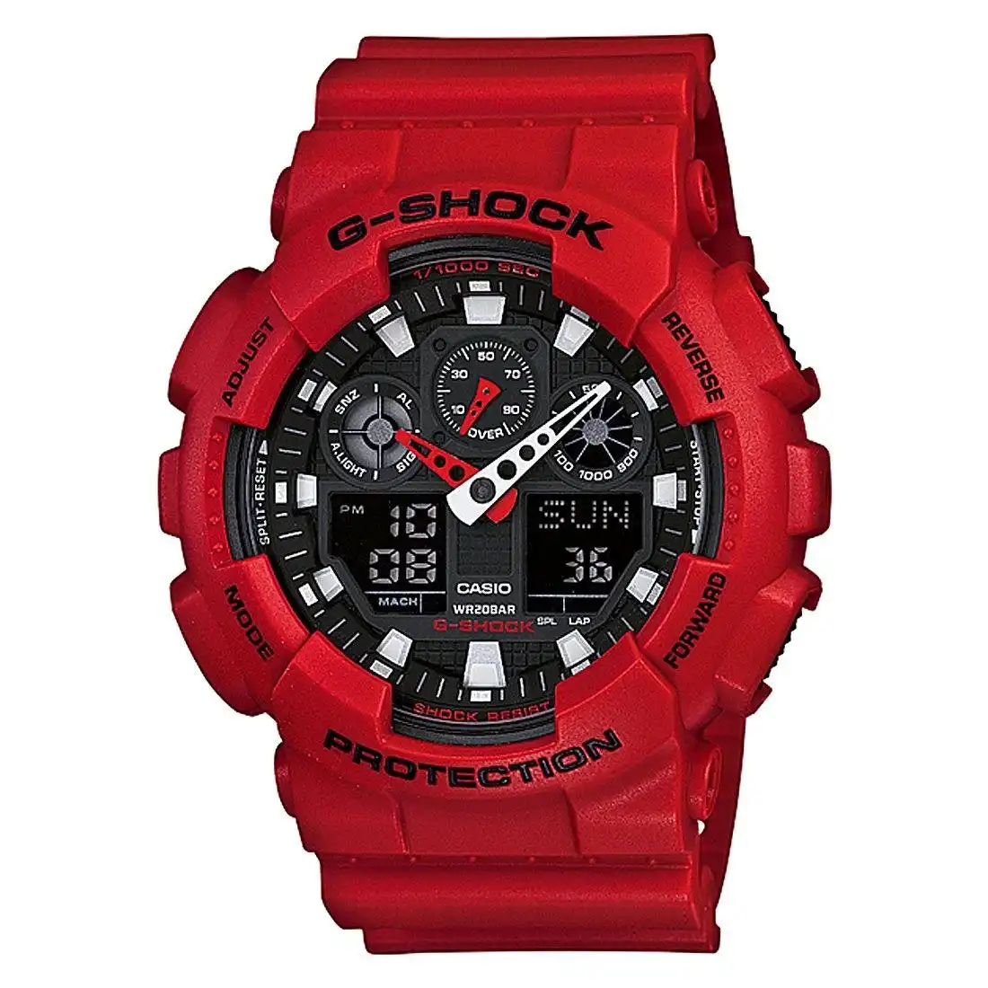 Casio G-Shock Black Analog-Digital Red Watch GA100B-4A