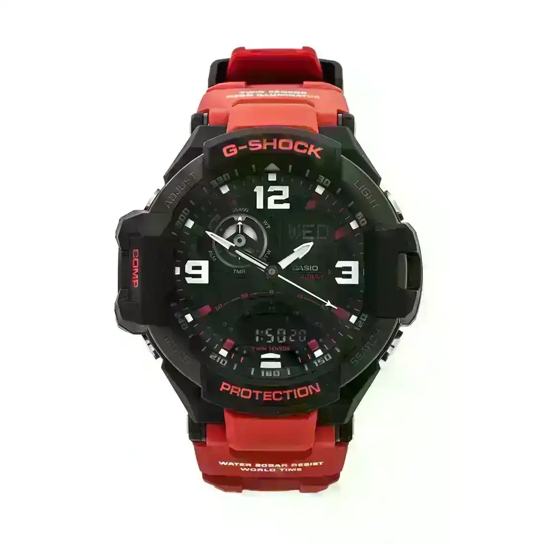 Casio G-Shock Digital Dial 200M Red Resin Band Watch GA1000-4B