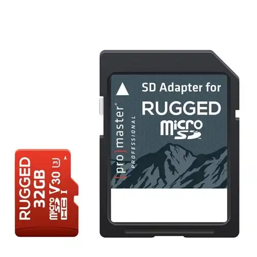 ProMaster microSD Rugged 32GB 660X / 99MB/s UHS-1 U3 V30 Memory Card with Adapter