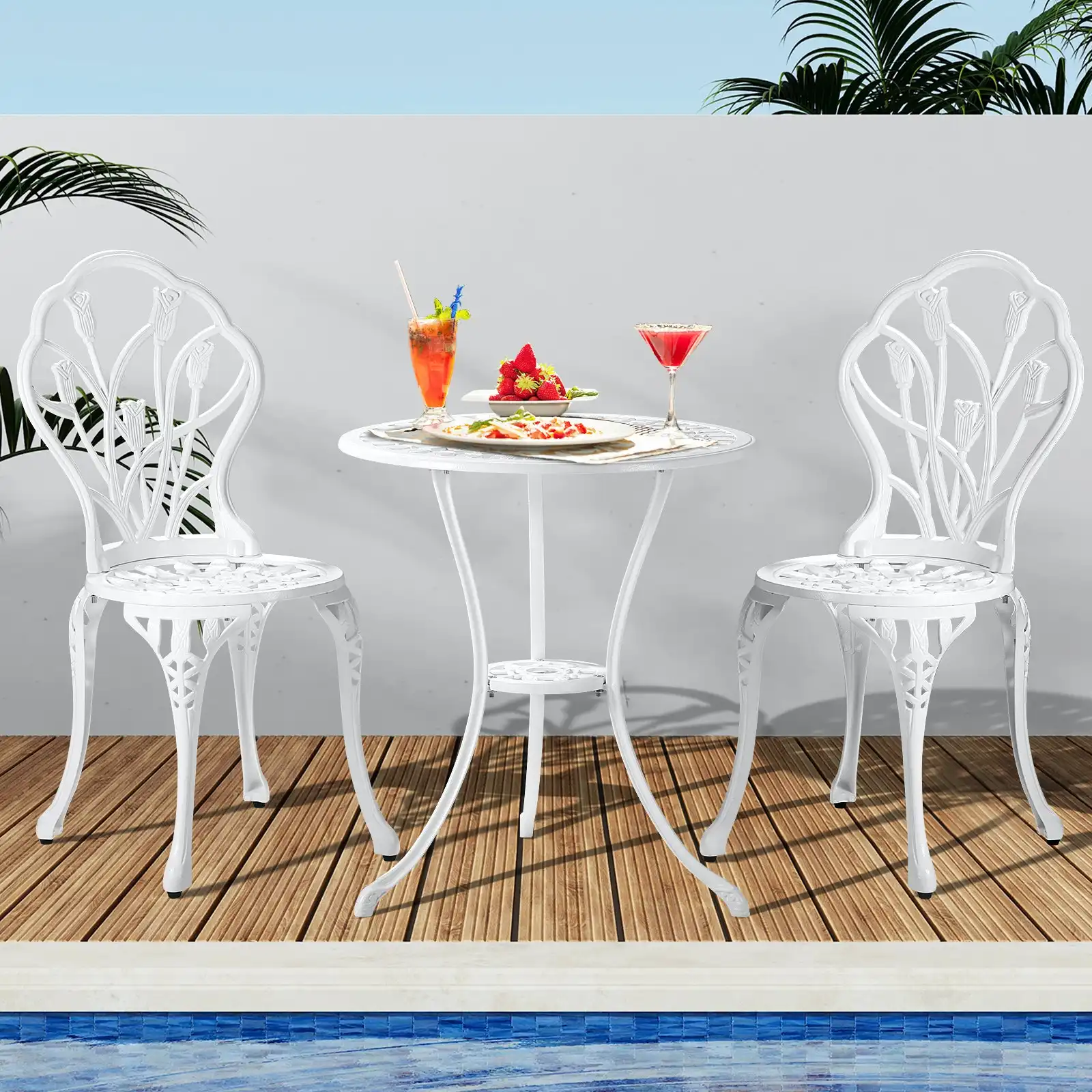 Livsip 3 Piece Outdoor Furniture Setting Chairs Table Bistro Patio Dining Set