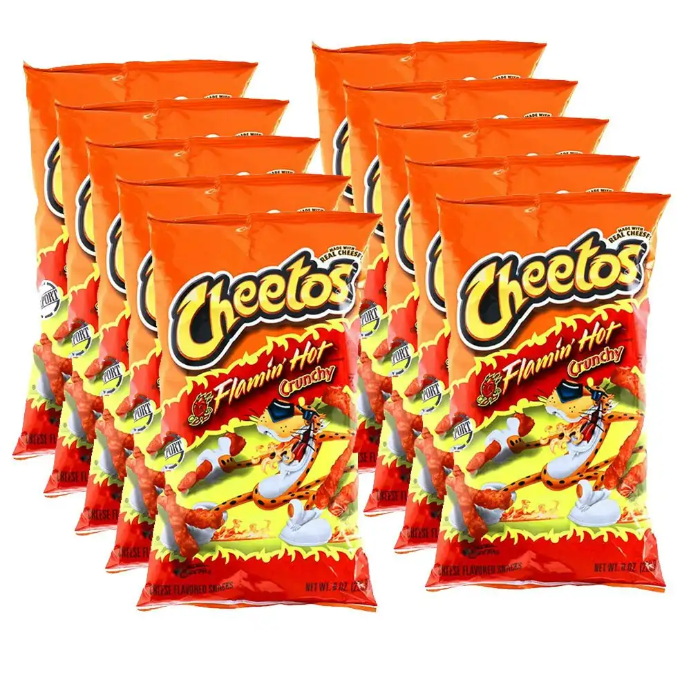 10PK CHEETOS 226.8g Flaming Hot/Spicy Crunchy Cheese Flavoured Chips/Snack