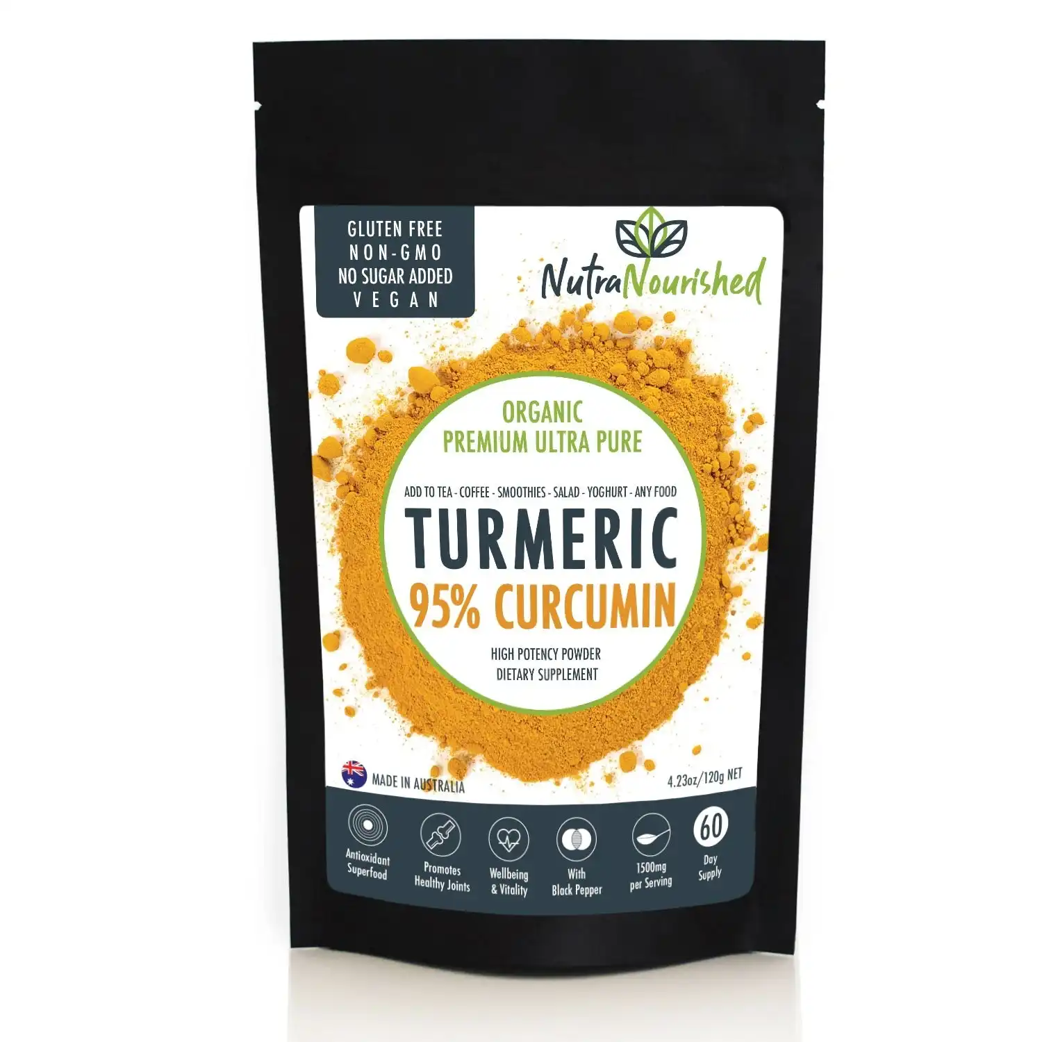 Turmeric Powder - Organic Pure Turmeric Extract 95% Curcumin Buffered with Black Pepper