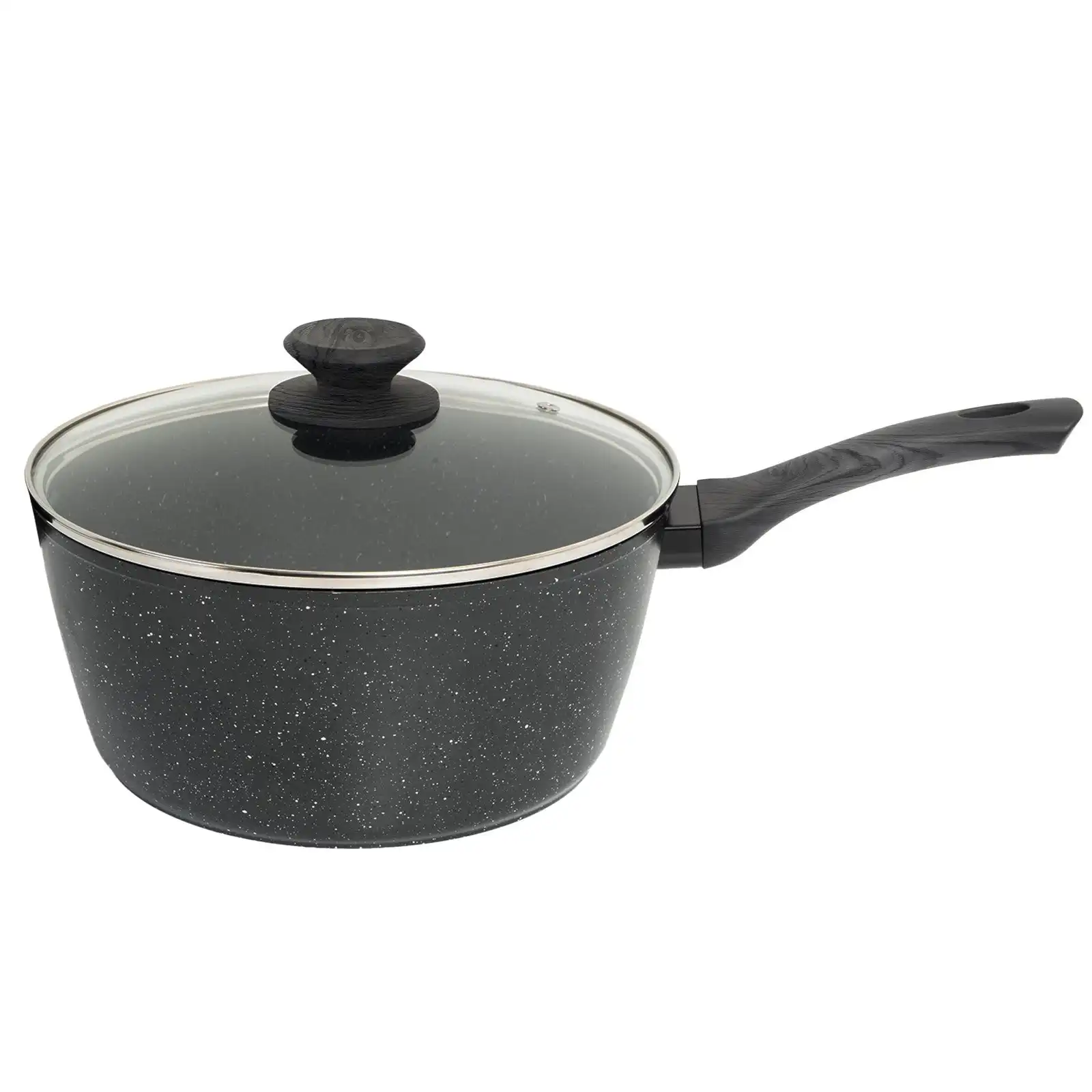 Stone Chef Forged Saucepan With Lid Cookware Kitchen Black Grey Handle 20cm