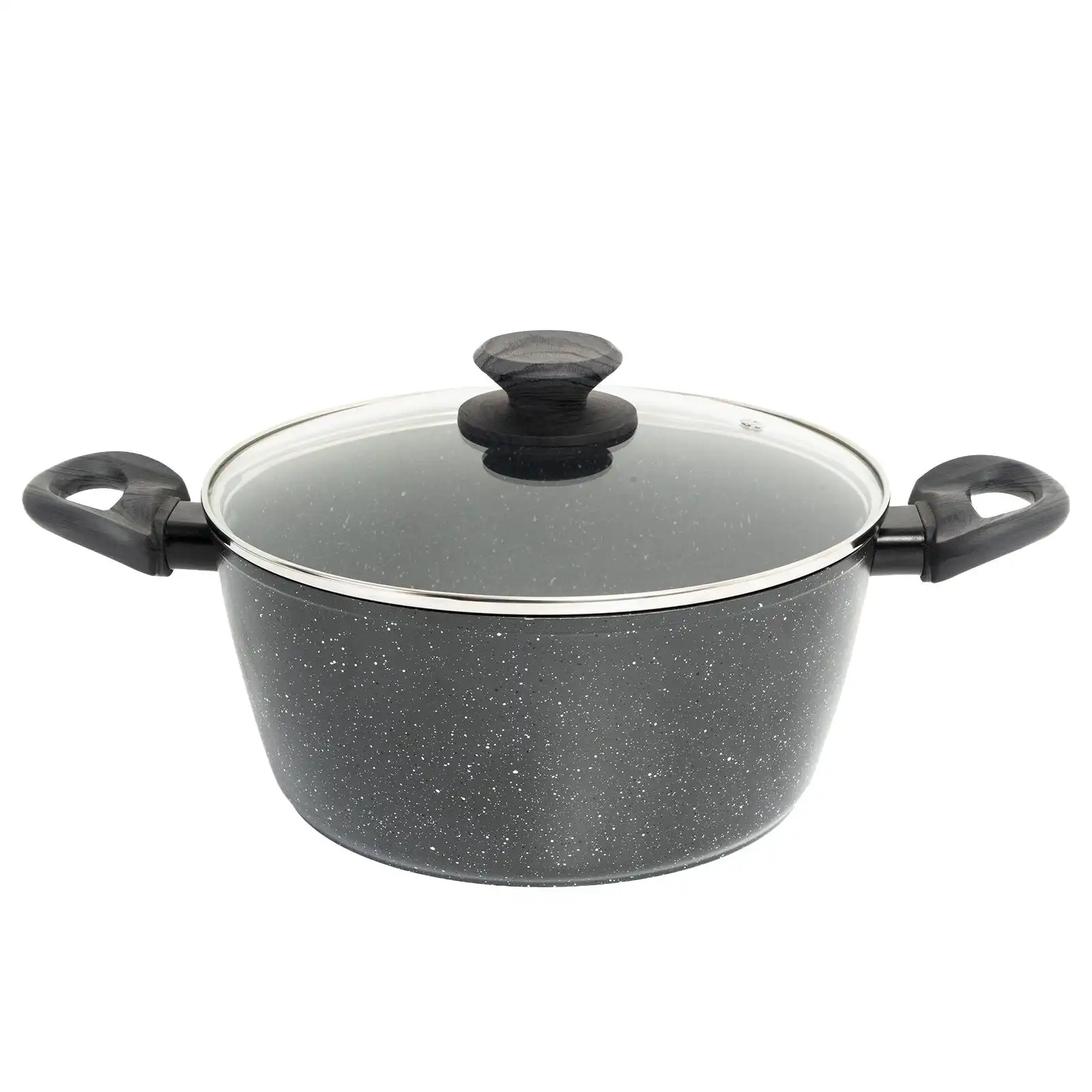 Stone Chef Forged Casserole With Lid Cookware Kitchen Black Grey Handle 24cm