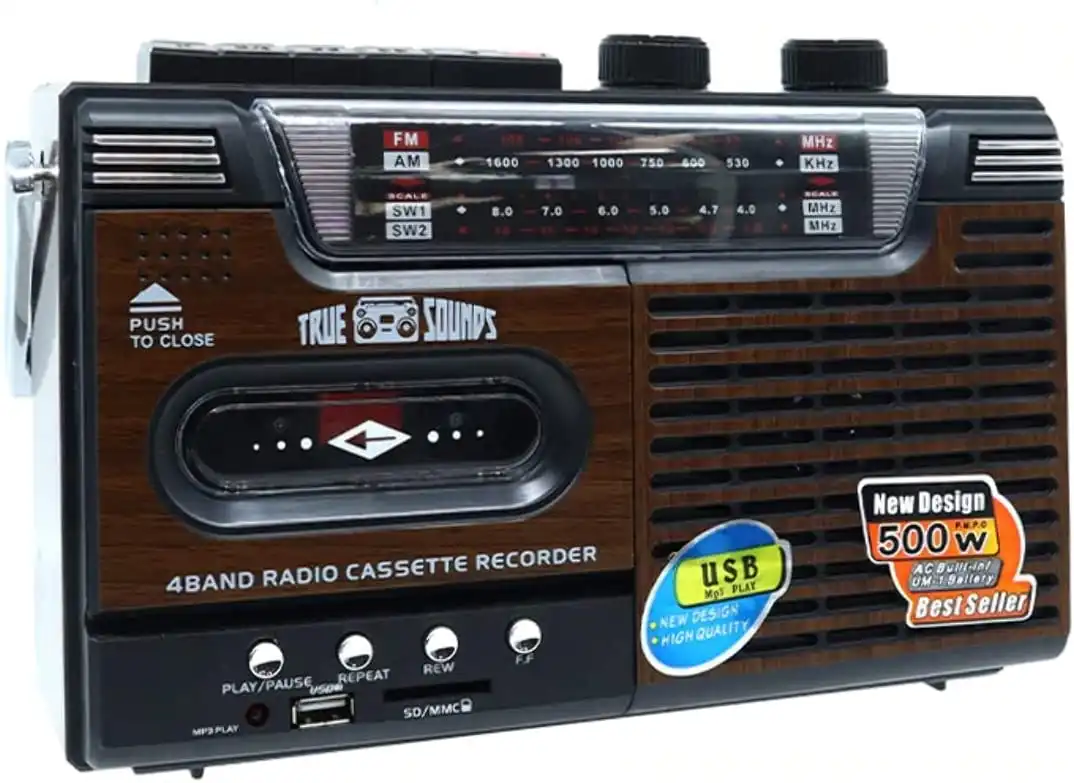 Cassette Tape Player Speaker AM FM SW1 SW2 Radio Single Tape Deck Retro Portable