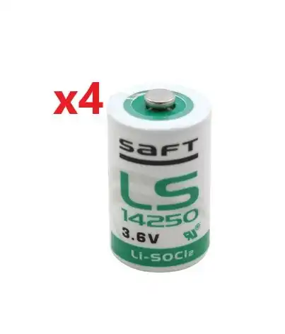 4 Pack | Saft LS14250 ER14250 3.6V Lithium Battery 1/2AA R6 Li-SOCl2 nipple top battery