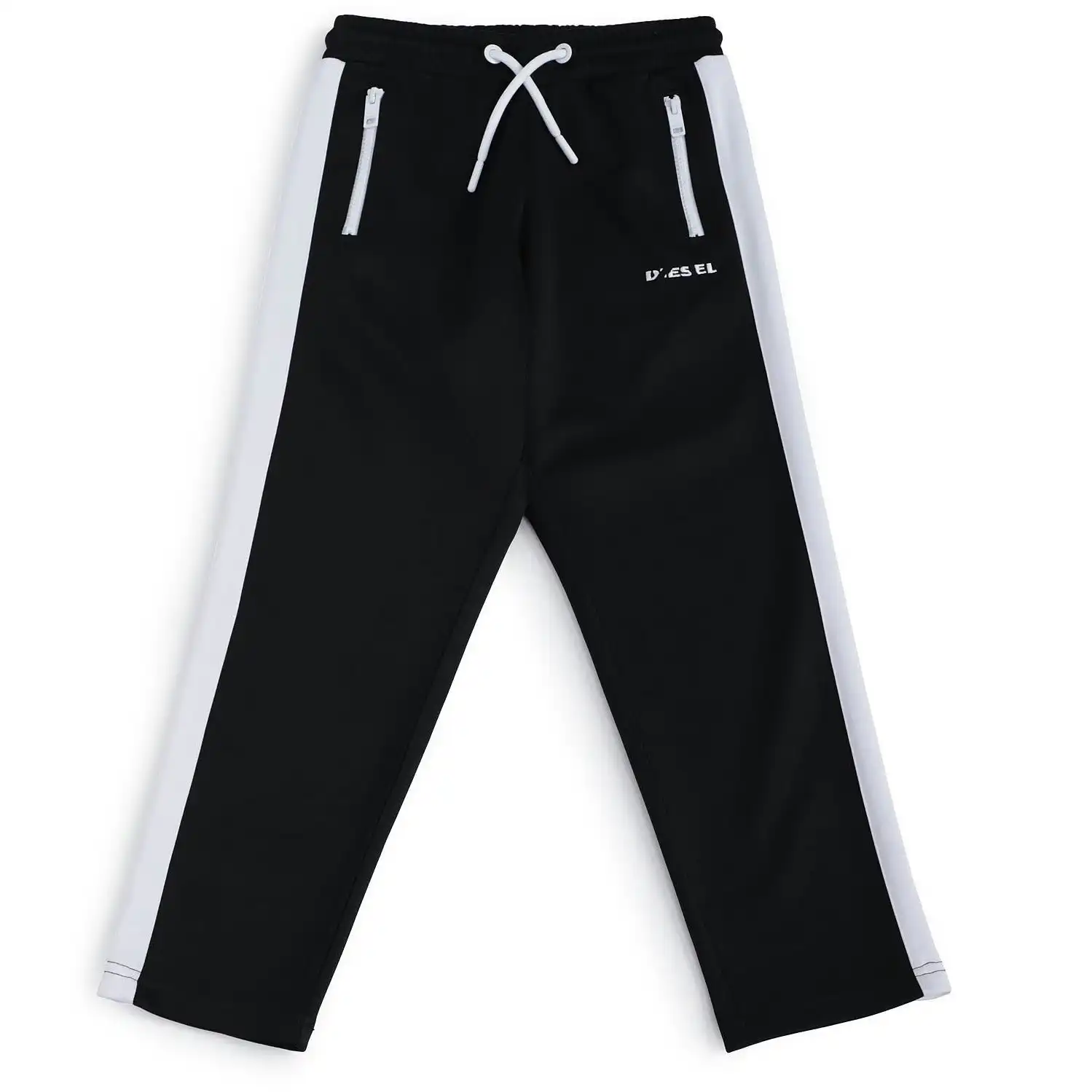 Diesel Kids Unisex Black Joggers with White Sides