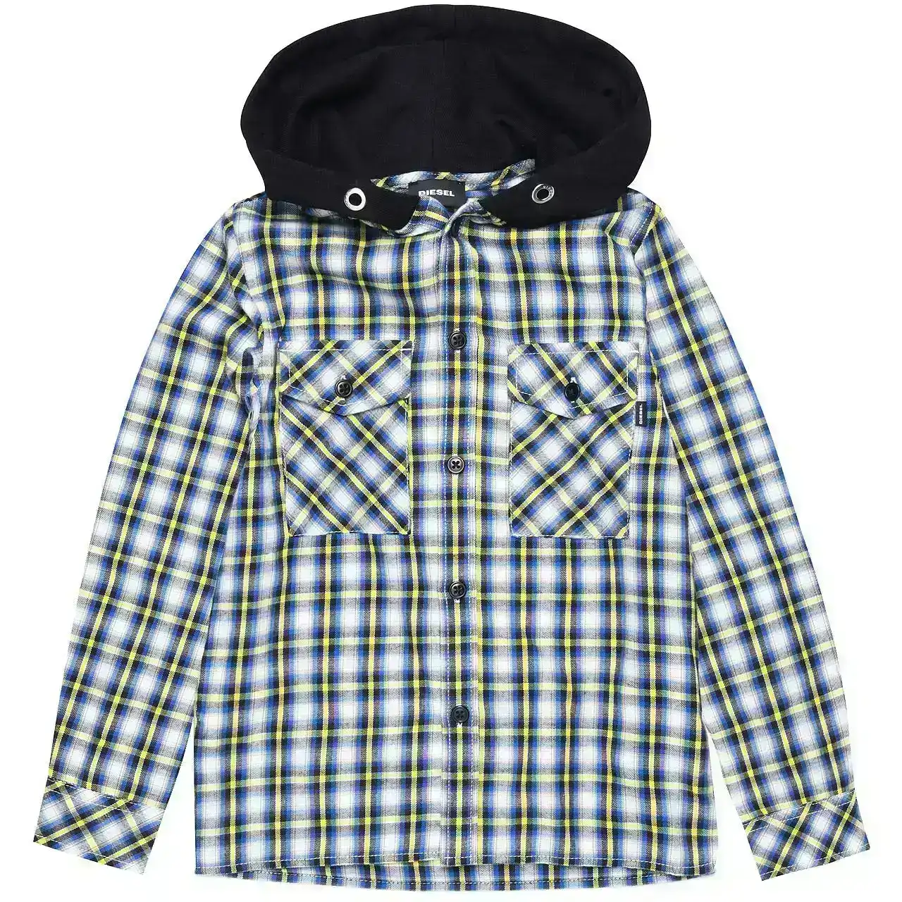 Diesel Boys Check Button Up Shirt with Hood