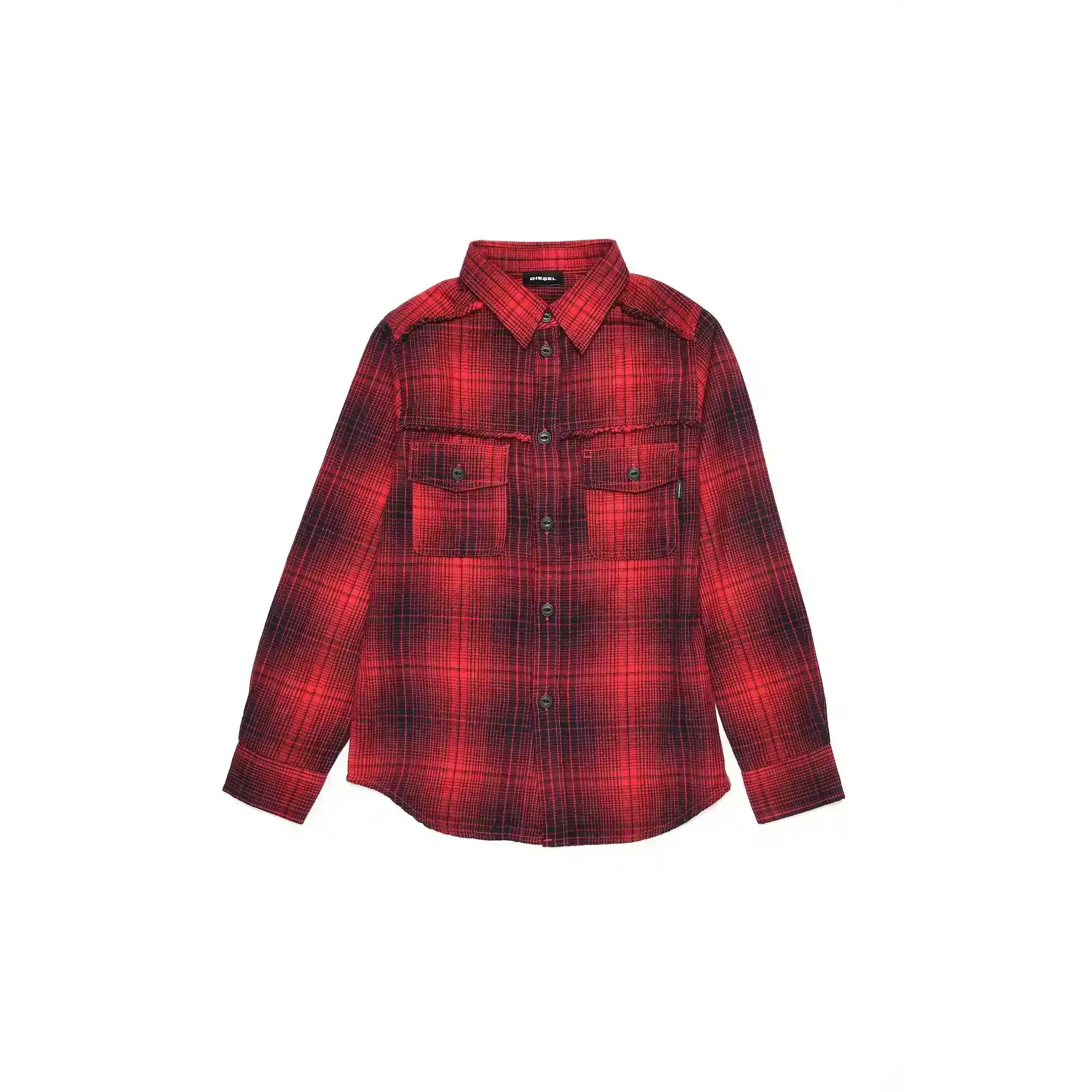 Diesel Boys Check Button Up Shirt with Collar