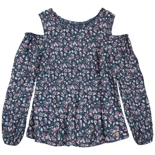 Pepe Jeans Teen Girls Blouse with Cut out Shoulder Navy