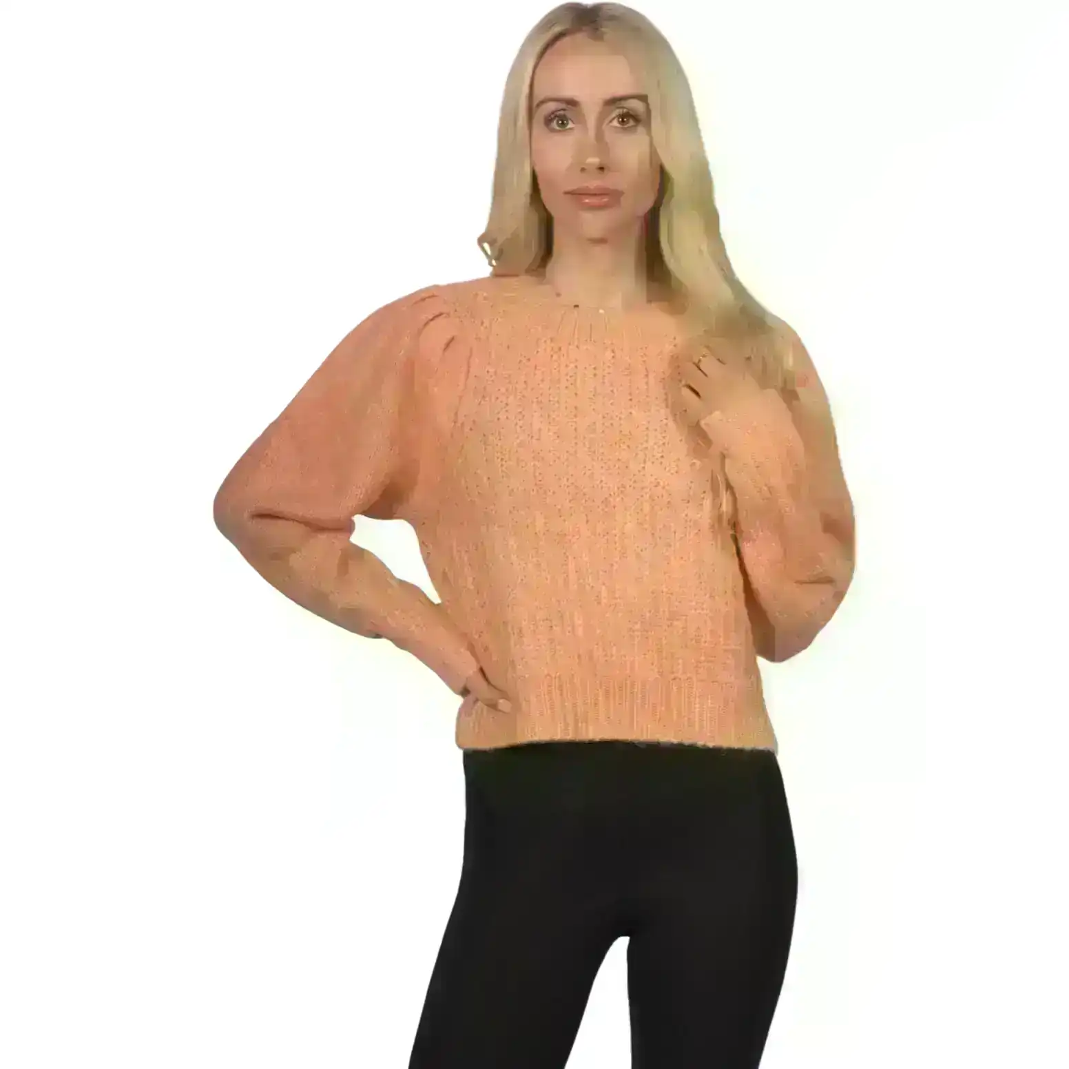 Topshop Women's Pleat Sleeve Crop Pullover - Orange