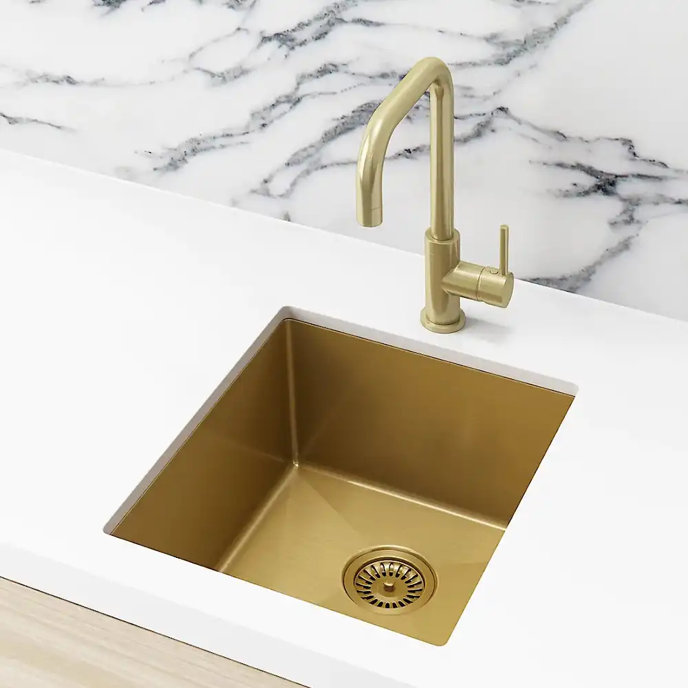 Meir Single Bowl PVD Kitchen Sink 380mm Brushed Bronze Gold MKSP-S380440-BB