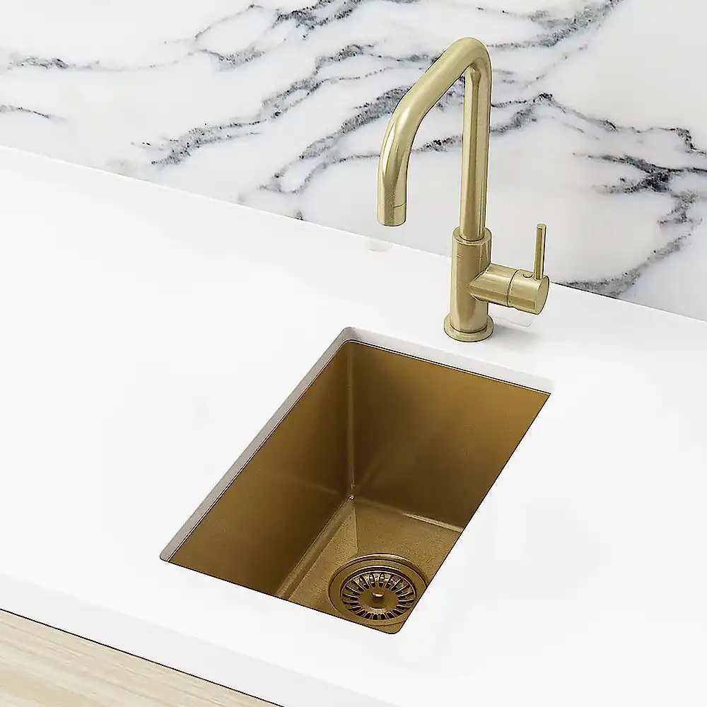 Meir Kitchen Sink Mini - Single Bowl 382 x 272 - Brushed Bronze Gold MKSP-S322222-BB