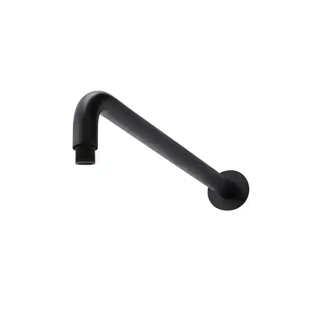 Meir Round Wall Shower Curved Arm 400mm Matte Black MA09-400