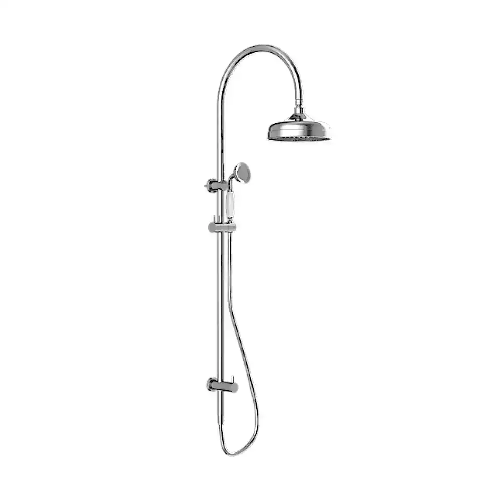 Nero York Twin Shower with White Porcelain Hand Shower Chrome NR69210501CH