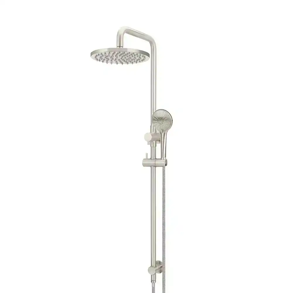 Meir Round Combination Shower Rail 200mm Rose, Three Function Hand Shower Brushed Nickel MZ0704-PVDBN