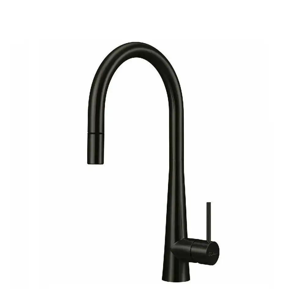 Oliveri Essente Sink Mixer Gooseneck with Pull Out Black SS2525-BL