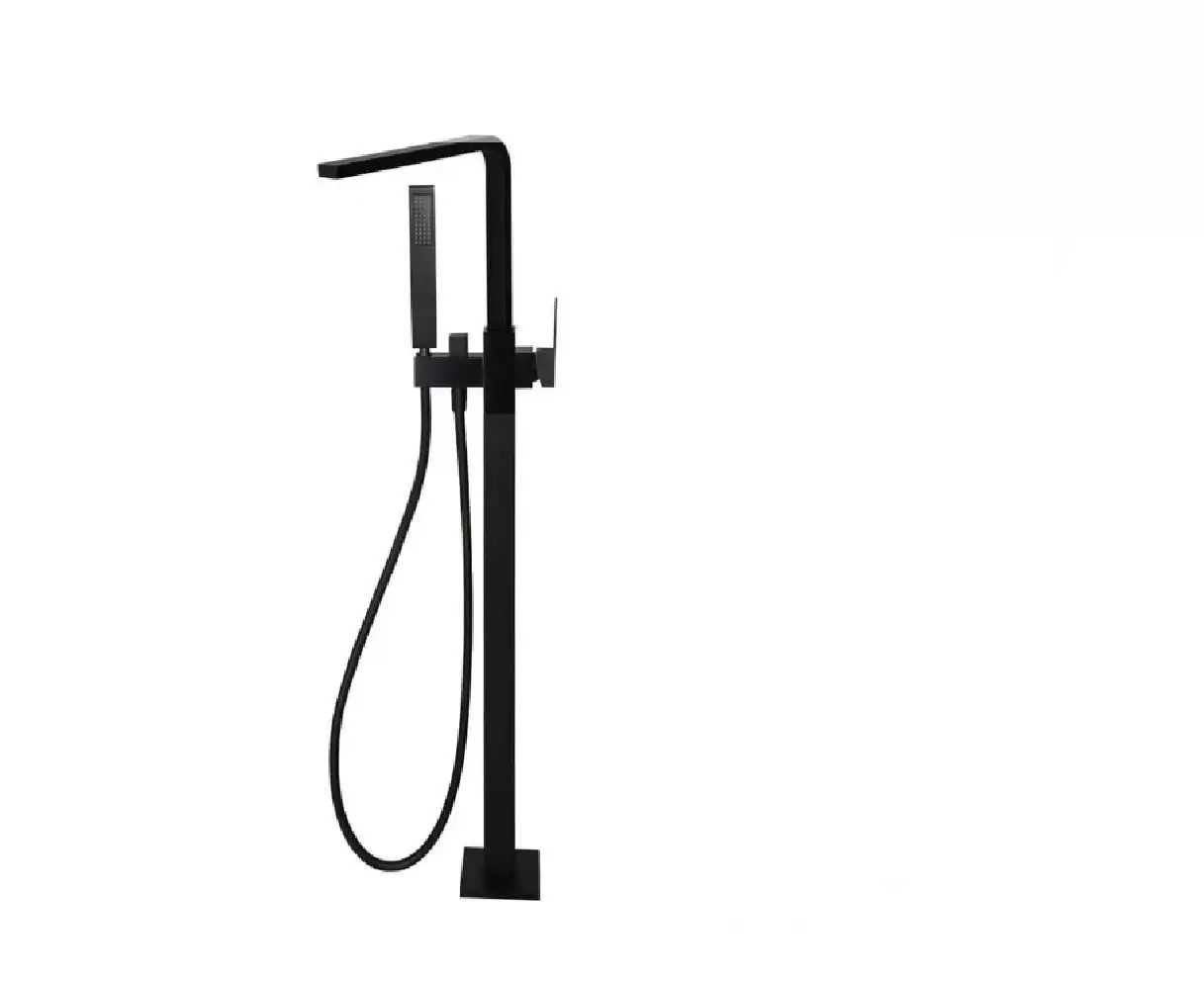 Meir Freestanding Bath Mixer with Hand Spray Square MB08 Matte Black