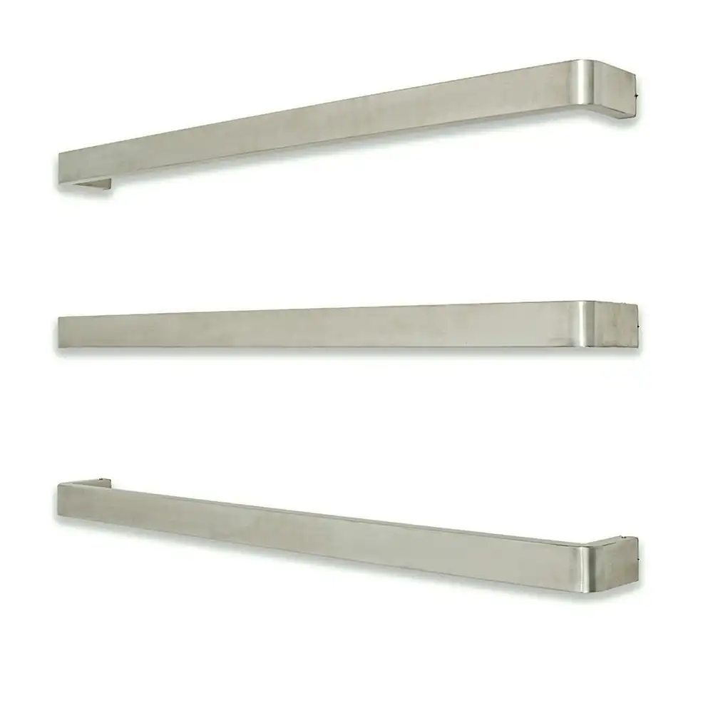 Radiant Brushed Satin 650mm Single Square Bar with Rounded ends Heated (Left or Right Wiring) BRU-VAIL-650