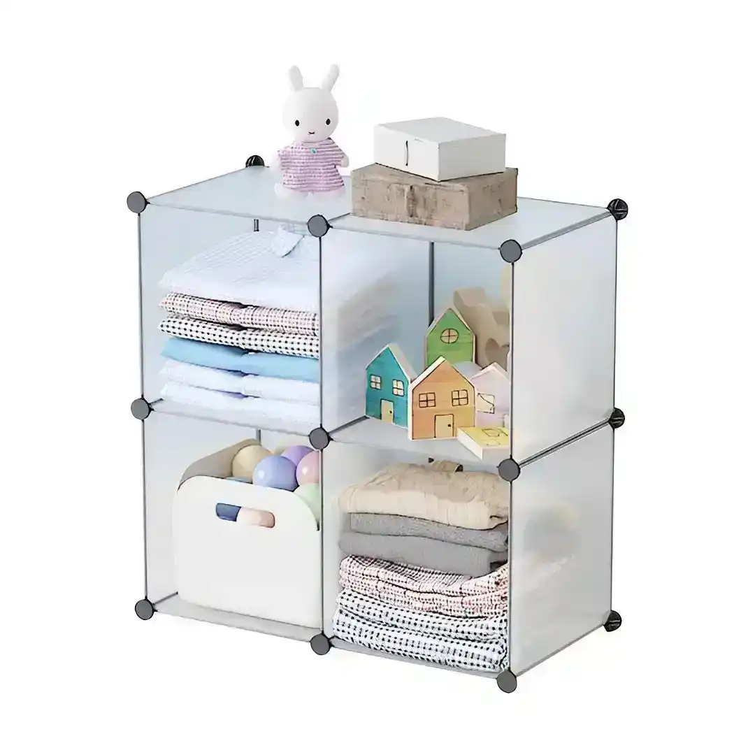 Soga 4-Cube Transparent Shelf Box Portable Cubby DIY Storage Shelves Modular Closet Organiser