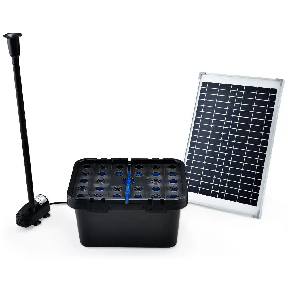 Protege 10W Solar Powered Water Fountain Pump Pond Kit with Eco Filter Box